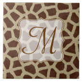 Giraffe Spot Animal Print Monogram Tegeltje (Voorkant)