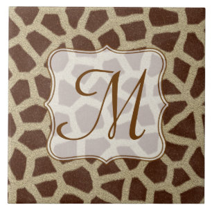 Giraffe Spot Animal Print Monogram Tegeltje