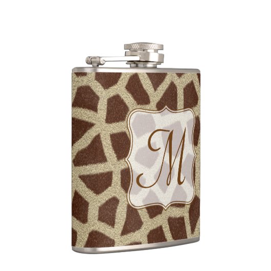 Giraffe Spot Animal Print Monogram Whiskeyfles Heupfles (Rechts)