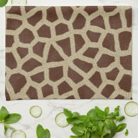 Giraffe Spot Animal Print Wild Keuken Schotel Hand Theedoek (Gevouwen)