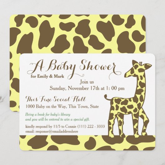 Giraffe Spots Baby shower Kaart (Voorkant / Achterkant)