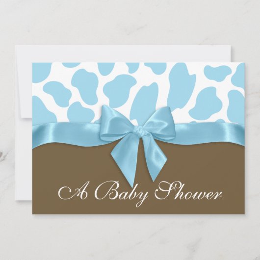Giraffe Spots en Blue Bow Baby shower Kaart (Voorkant)