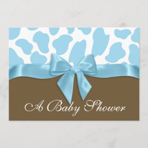 Giraffe Spots en Blue Bow Baby shower Kaart