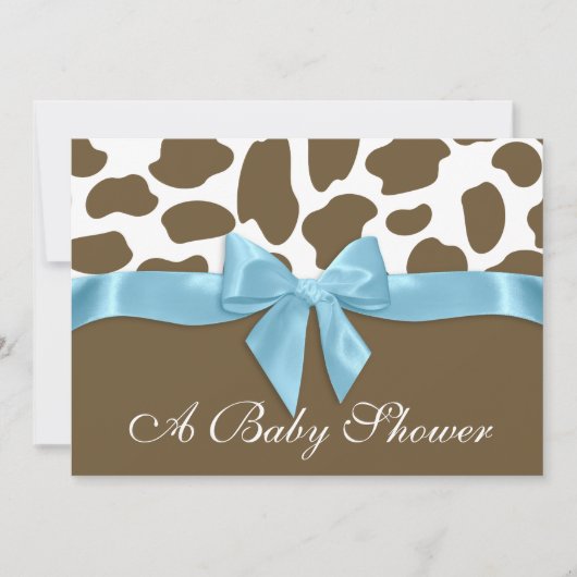 Giraffe Spots en Blue Bow Baby shower Kaart (Voorkant)