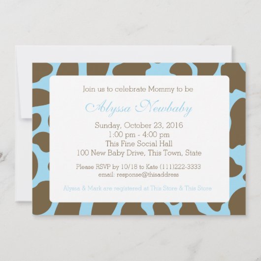 Giraffe Spots en Blue Bow Baby shower Kaart (Achterkant)