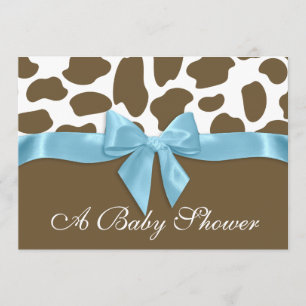 Giraffe Spots en Blue Bow Baby shower Kaart