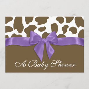 Giraffe Spots en Paarse Bow Baby shower Kaart