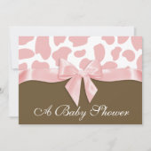 Giraffe Spots en Pink Bow Baby shower Kaart (Voorkant)