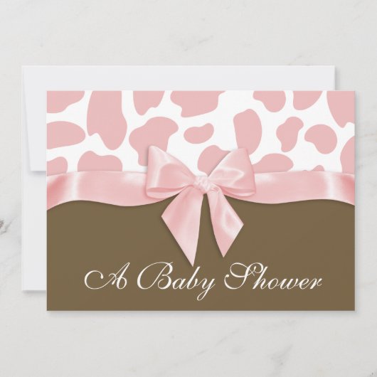 Giraffe Spots en Pink Bow Baby shower Kaart (Voorkant)