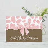 Giraffe Spots en Pink Bow Baby shower Kaart (Staand voorkant)