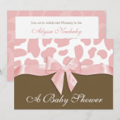 Giraffe Spots en Pink Bow Baby shower Kaart (Voorkant / Achterkant)