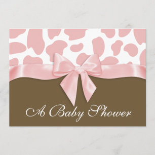 Giraffe Spots en Pink Bow Baby shower Kaart