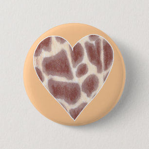 Giraffe Spots Patroon in een hartvorm Buttonnen Ronde Button 5,7 Cm