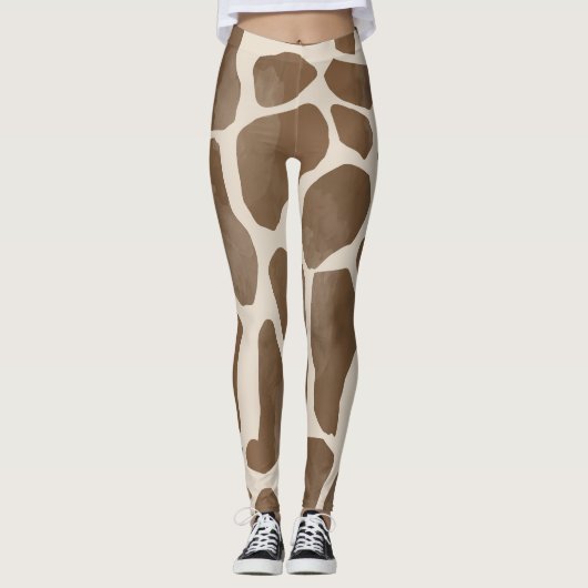 Giraffe Spots Print Pattern Leggings (Voorkant)
