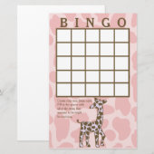 Giraffe Spots Roze Bingo Kaart (Voorkant / Achterkant)