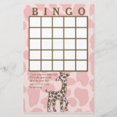 Giraffe Spots Roze Bingo Kaart (Voorkant)