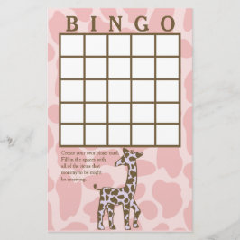 Giraffe Spots Roze Bingo Kaart