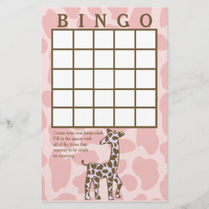 Giraffe Spots Roze Bingo Kaart