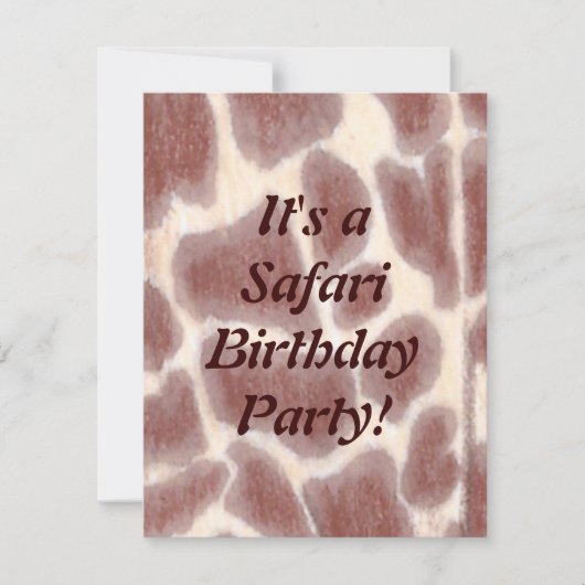 Giraffe Spots Safari Verjaardagsfeest voor kindere Kaart (Voorkant)