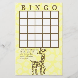 Giraffe Spots Yellow Bingo Kaart