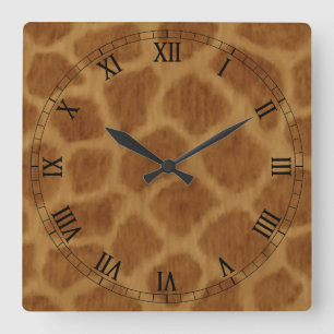 Giraffe Square Roman Numerus Clock Vierkante Klok