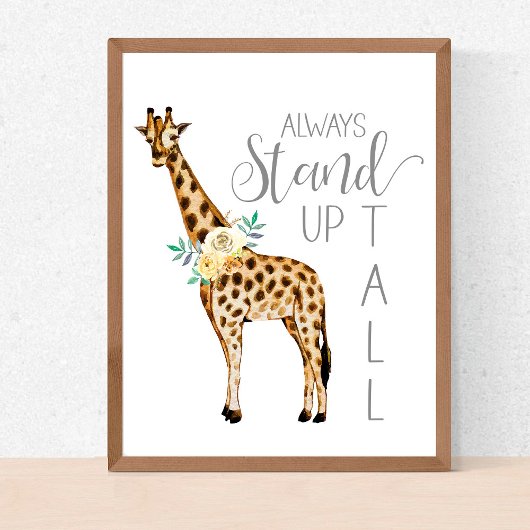 Giraffe staat altijd fier rechtop Modern waterverf Poster