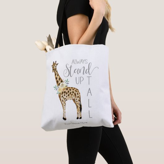 Giraffe staat altijd op hoge moderne Waterverf Tote Bag (Dichtbij)