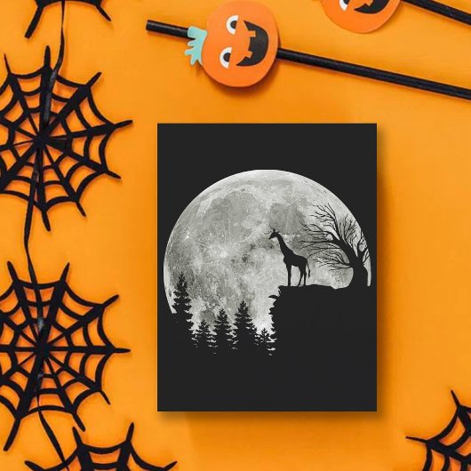 Giraffe Stand op Mountain Spooky Halloween Moon Briefkaart