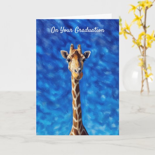 Giraffe Stand Tall Afstuderen Kaart (Gele Bloem)