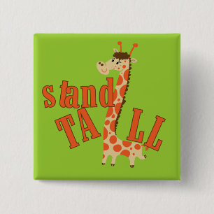 Giraffe standaard vierkante button 5,1 cm