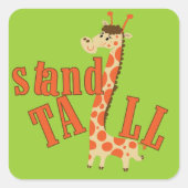Giraffe standaard vierkante sticker (Voorkant)