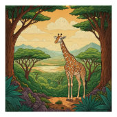 Giraffe standing in a wilderness setting perfect poster (Voorkant)