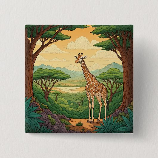 Giraffe standing in a wilderness setting vierkante button 5,1 cm (Voorkant)