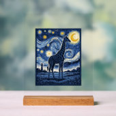 Giraffe Starnacht Vintage Acryl Bord (Neutraal)