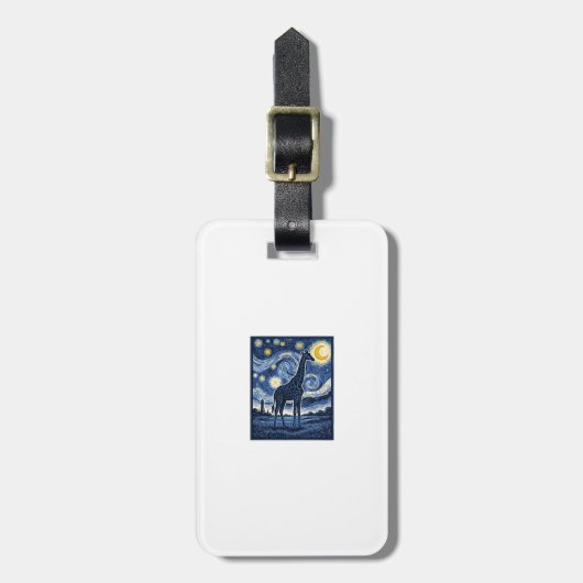 Giraffe Starnacht Vintage Bagagelabel (Voorkant verticaal)