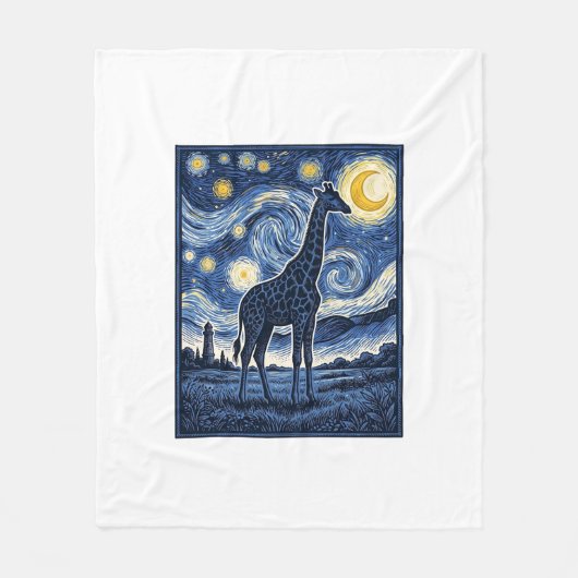 Giraffe Starnacht Vintage Fleece Deken (Voorkant)