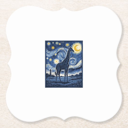 Giraffe Starnacht Vintage Kartonnen Onderzetters (Voorkant)