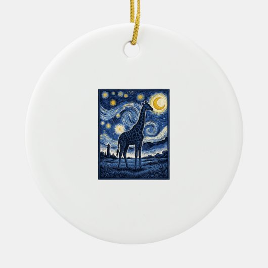 Giraffe Starnacht Vintage Keramisch Ornament (Voorkant)
