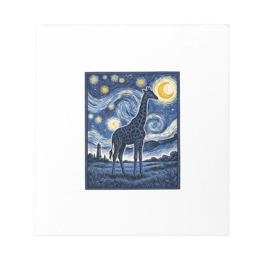 Giraffe Starnacht Vintage Notitieblok (Voorkant)