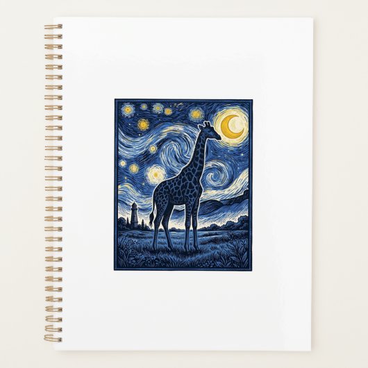 Giraffe Starnacht Vintage Planner (Voorkant)