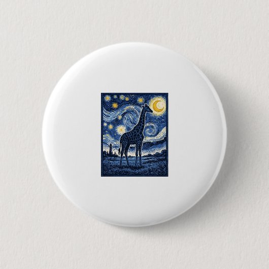Giraffe Starnacht Vintage Ronde Button 5,7 Cm (Voorkant)