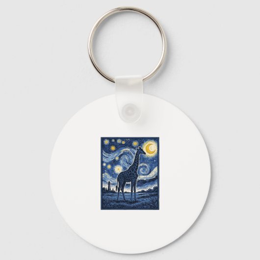 Giraffe Starnacht Vintage Sleutelhanger (Voorkant)