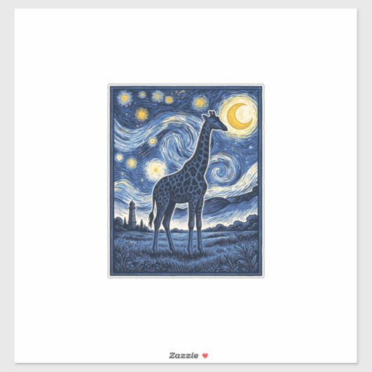 Giraffe Starnacht Vintage Sticker (Vel)
