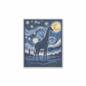 Giraffe Starnacht Vintage Sticker (Voorkant)