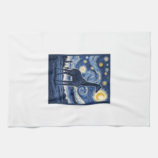 Giraffe Starnacht Vintage Theedoek (Horizontaal)