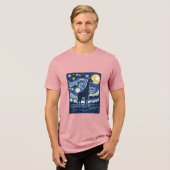 Giraffe Starnacht Vintage Tri-Blend Shirt (Voorkant volledig)
