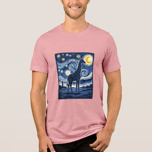 Giraffe Starnacht Vintage Tri-Blend Shirt (Voorkant)