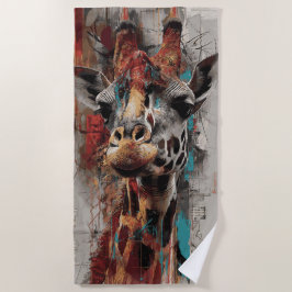 Giraffe Stedelijke Straatkunst Portret Strandlaken