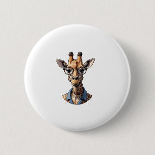 Giraffe_ Stijlvol in een bril Ronde Button 5,7 Cm