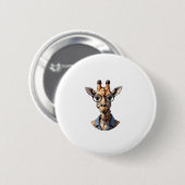 Giraffe_ Stijlvol in een bril Ronde Button 5,7 Cm (Voorkant /achterkant)